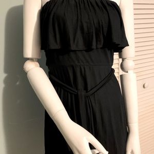 BCBG Max Azria Black Off Shoulder Ruffle Dress